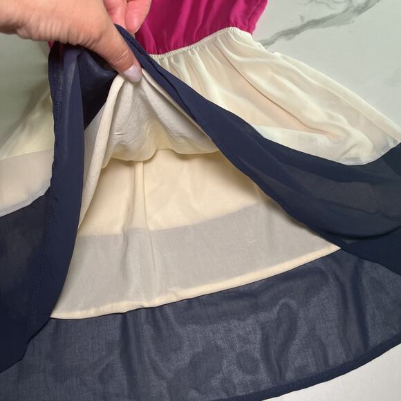 NWT In Style Pink Ivory Blue Color Block Dress Sleeveless Pullover Size Small - Picture 8 of 11